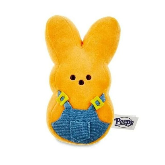 Peeps 6" Plush Marshmallow Scented Orange Bunny With Overalls 2024 NEW - Picture 1 of 8